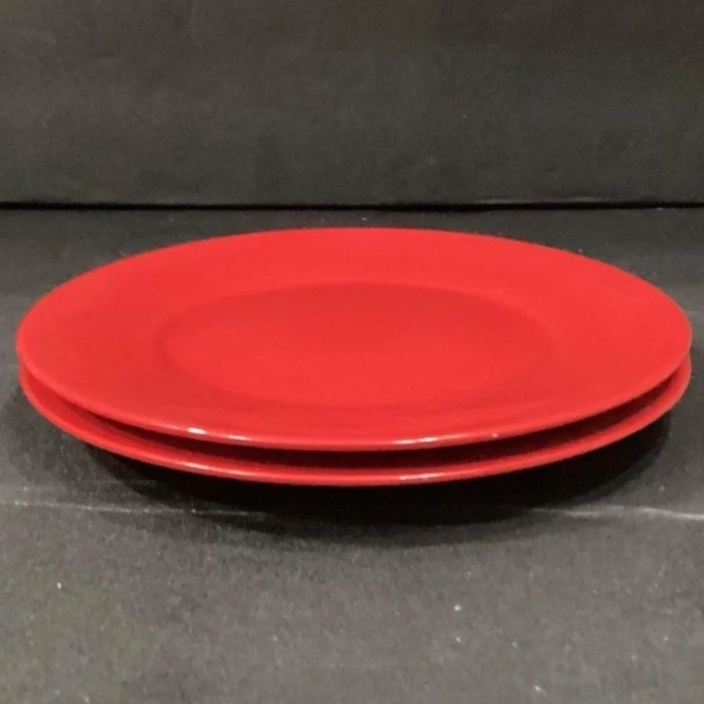 Tabletops‎ Gallery Misto Red Salad Plates, Set of 2, Hand-Painted Stoneware
